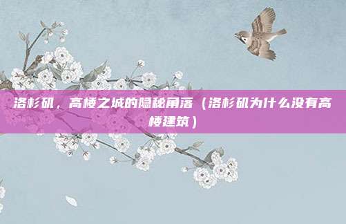 洛杉矶,高楼之城的隐秘角落(洛杉矶为什么没有高楼建筑)