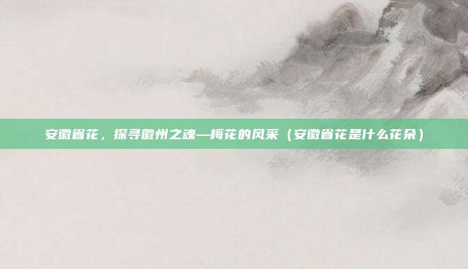 安徽省花,探寻徽州之魂—梅花的风采(安徽省花是什么花朵)