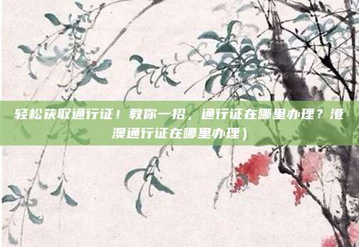 轻松获取通行证！教你一招，通行证在哪里办理？港澳通行证在哪里办理）