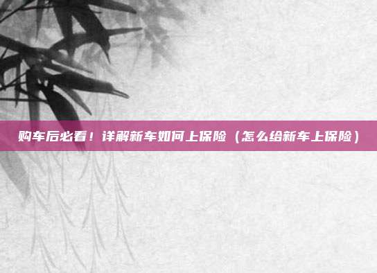 购车后必看!详解新车如何上保险(怎么给新车上保险)