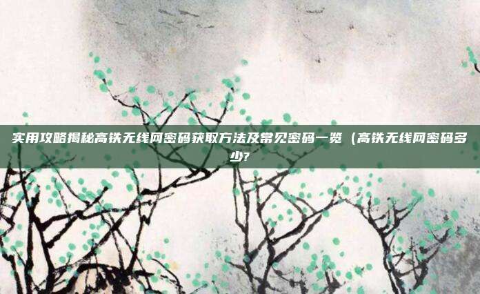 实用攻略揭秘高铁无线网密码获取方法及常见密码一览(高铁无线网密码多少?