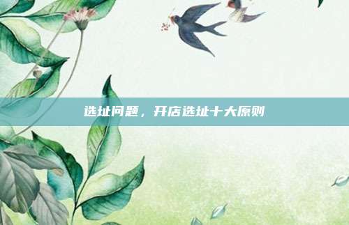 选址问题，开店选址十大原则