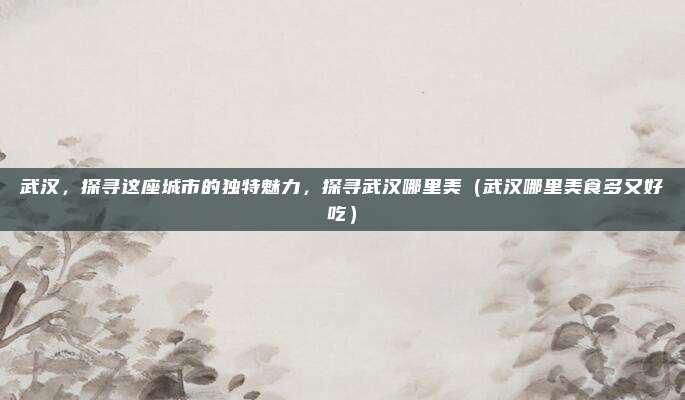 武汉,探寻这座城市的独特魅力,探寻武汉哪里美(武汉哪里美食多又好吃)
