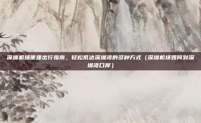 深圳机场便捷出行指南,轻松抵达深圳湾的多种方式(深圳机场如何到深圳湾口岸)