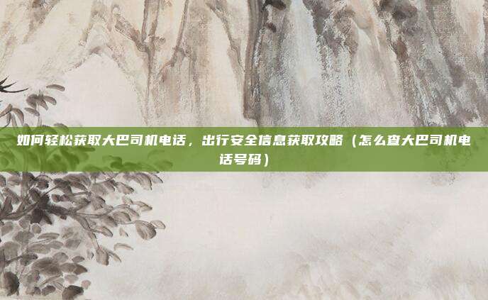如何轻松获取大巴司机电话,出行安全信息获取攻略(怎么查大巴司机电话号码)