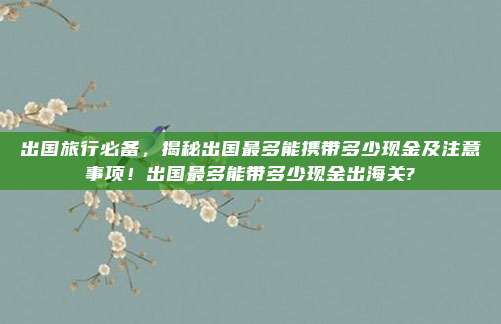 出国旅行必备,揭秘出国最多能携带多少现金及注意事项!出国最多能带多少现金出海关?