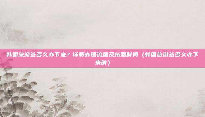 韩国旅游签多久办下来?详解办理流程及所需时间(韩国旅游签多久办下来的)