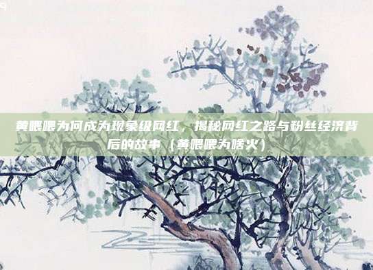 黄喂喂为何成为现象级网红,揭秘网红之路与粉丝经济背后的故事(黄喂喂为啥火)