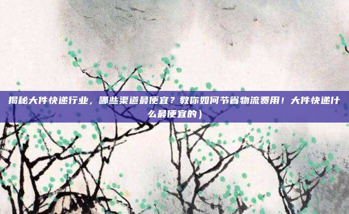 揭秘大件快递行业,哪些渠道最便宜?教你如何节省物流费用!大件快递什么最便宜的)