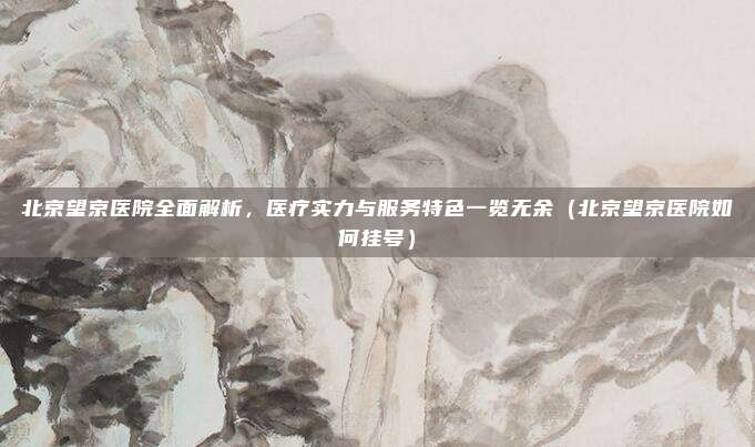 北京望京医院全面解析,医疗实力与服务特色一览无余(北京望京医院如何挂号)