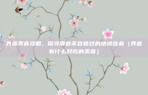 界首美食攻略,探寻那些不容错过的地道佳肴(界首有什么好吃的美食)