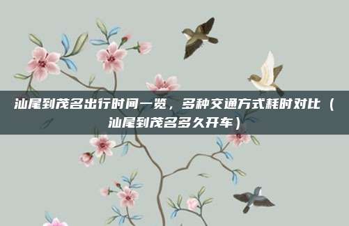 汕尾到茂名出行时间一览,多种交通方式耗时对比(汕尾到茂名多久开车)