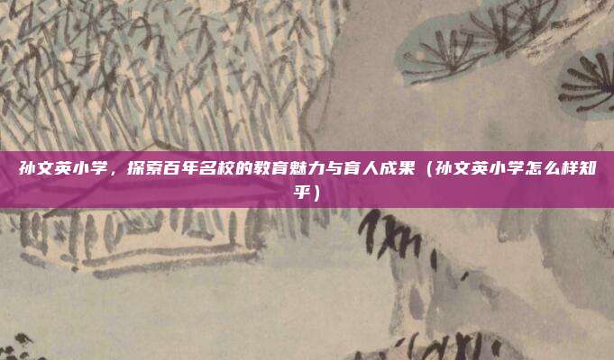孙文英小学,探索百年名校的教育魅力与育人成果(孙文英小学怎么样知乎)