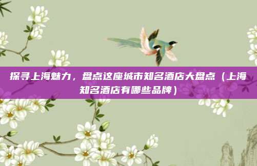 探寻上海魅力,盘点这座城市知名酒店大盘点(上海知名酒店有哪些品牌)