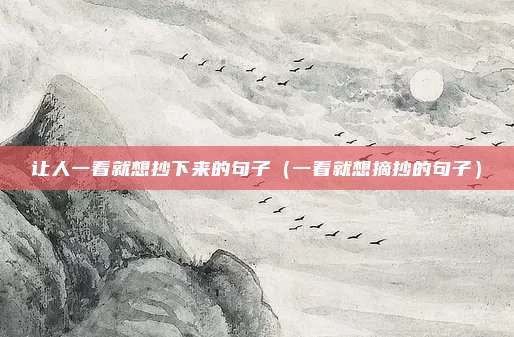 让人一看就想抄下来的句子（一看就想摘抄的句子）