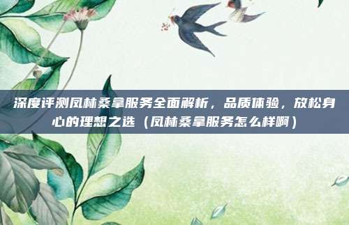 深度评测凤林桑拿服务全面解析,品质体验,放松身心的理想之选(凤林桑拿服务怎么样啊)