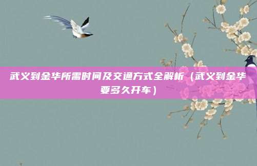 武义到金华所需时间及交通方式全解析(武义到金华要多久开车)