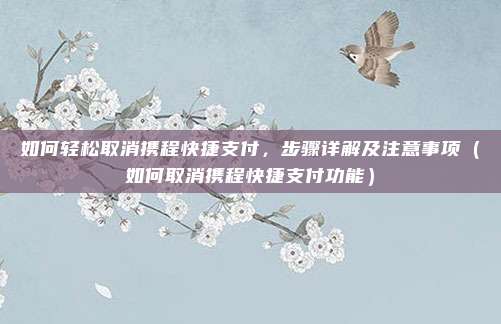 如何轻松取消携程快捷支付，步骤详解及注意事项（如何取消携程快捷支付功能）