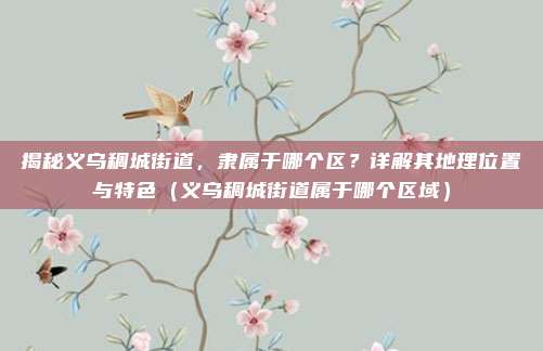 揭秘义乌稠城街道,隶属于哪个区?详解其地理位置与特色(义乌稠城街道属于哪个区域)