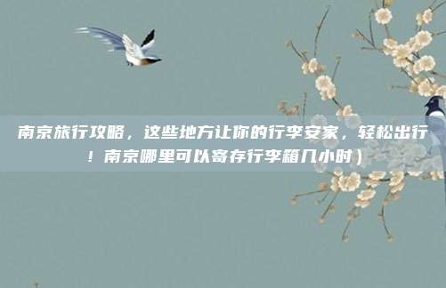 南京旅行攻略,这些地方让你的行李安家,轻松出行!南京哪里可以寄存行李箱几小时)
