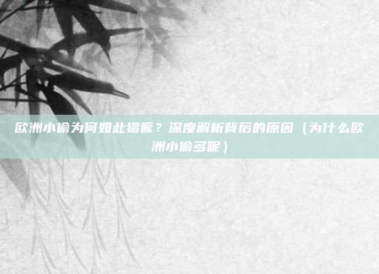 欧洲小偷为何如此猖獗?深度解析背后的原因(为什么欧洲小偷多呢)