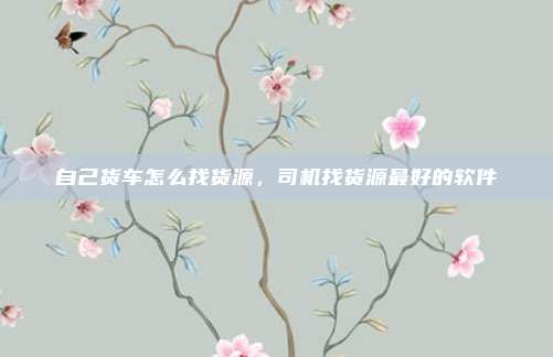 自己货车怎么找货源，司机找货源最好的软件