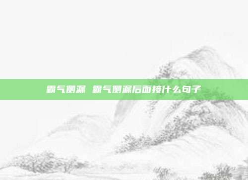 霸气侧漏 霸气侧漏后面接什么句子