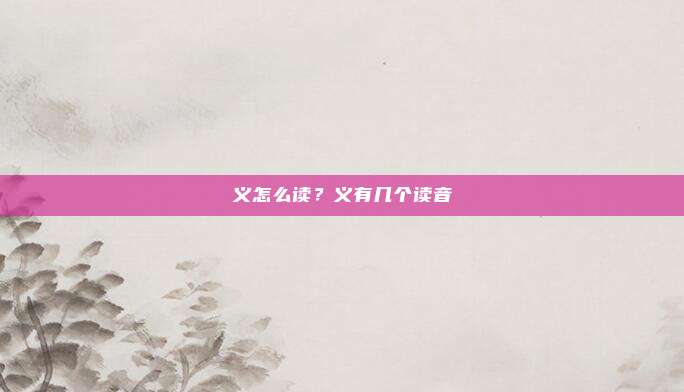 义怎么读？义有几个读音