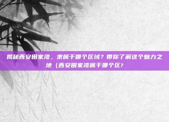 揭秘西安田家湾,隶属于哪个区域?带你了解这个魅力之地(西安田家湾属于哪个区?