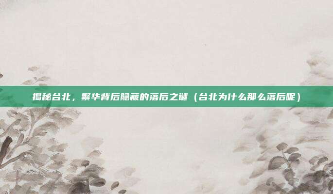 揭秘台北,繁华背后隐藏的落后之谜(台北为什么那么落后呢)