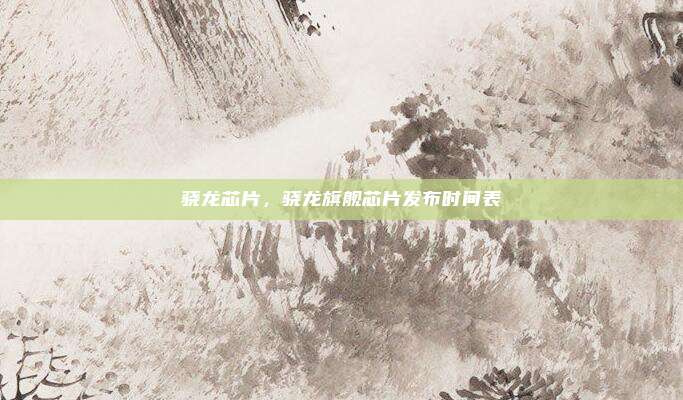 骁龙芯片,骁龙旗舰芯片发布时间表