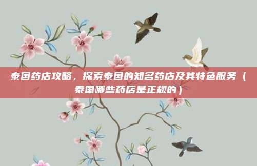 泰国药店攻略,探索泰国的知名药店及其特色服务(泰国哪些药店是正规的)
