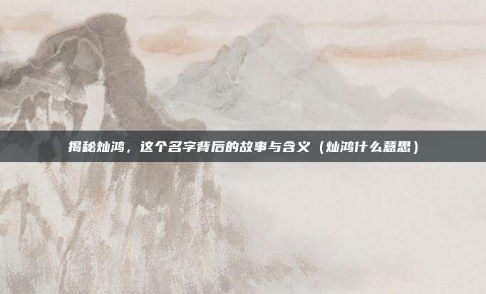 揭秘灿鸿,这个名字背后的故事与含义(灿鸿什么意思)