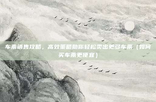 车票销售攻略,高效策略助你轻松卖出更多车票(如何买车票更便宜)