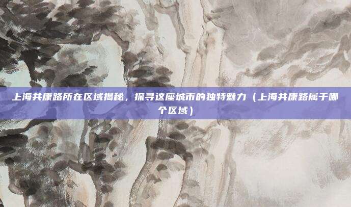 上海共康路所在区域揭秘,探寻这座城市的独特魅力(上海共康路属于哪个区域)