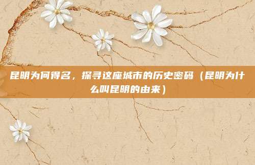 昆明为何得名,探寻这座城市的历史密码(昆明为什么叫昆明的由来)