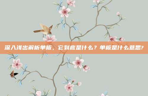 深入浅出解析单板,它到底是什么?单板是什么意思?