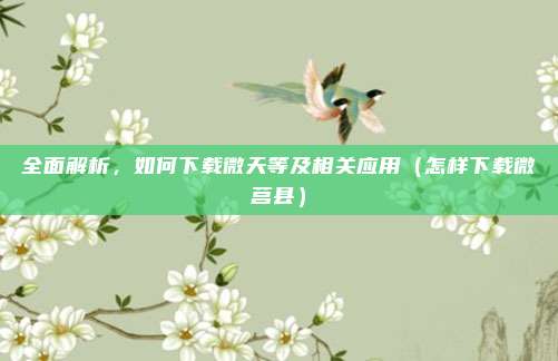 全面解析,如何下载微天等及相关应用(怎样下载微莒县)