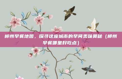 柳州早餐地图,探寻这座城市的早间美味奥秘(柳州早餐哪里好吃点)