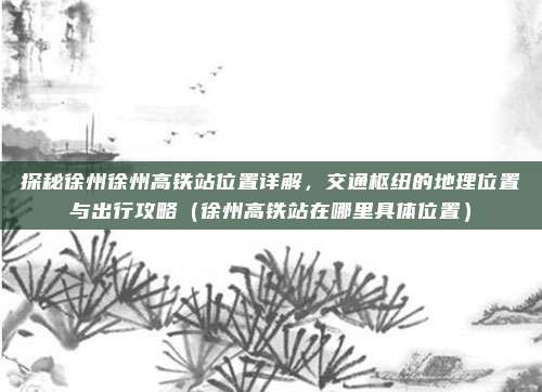 探秘徐州徐州高铁站位置详解,交通枢纽的地理位置与出行攻略(徐州高铁站在哪里具体位置)