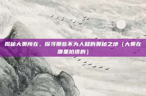 揭秘大奥所在,探寻那些不为人知的奥秘之地(大奥在哪里拍摄的)