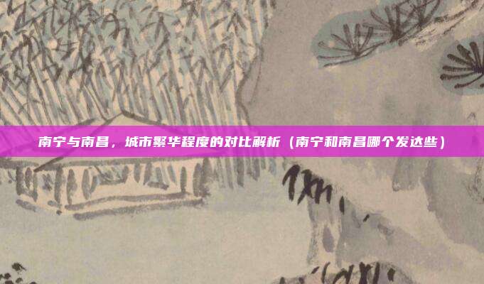 南宁与南昌,城市繁华程度的对比解析(南宁和南昌哪个发达些)