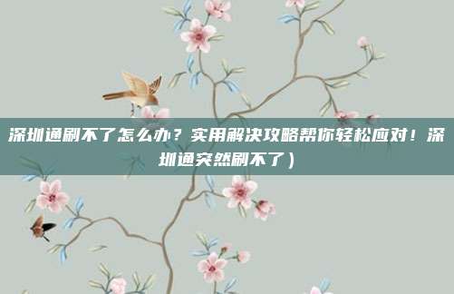 深圳通刷不了怎么办?实用解决攻略帮你轻松应对!深圳通突然刷不了)