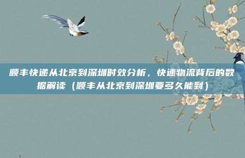 顺丰快递从北京到深圳时效分析，快速物流背后的数据解读（顺丰从北京到深圳要多久能到）