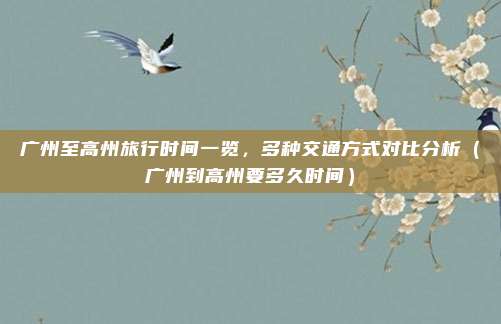 广州至高州旅行时间一览,多种交通方式对比分析(广州到高州要多久时间)
