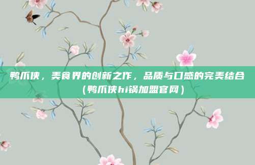 鸭爪侠,美食界的创新之作,品质与口感的完美结合(鸭爪侠hi锅加盟官网)