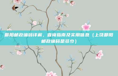 鄱阳邮政编码详解,查询指南及实用信息(上饶鄱阳邮政编码是多少)