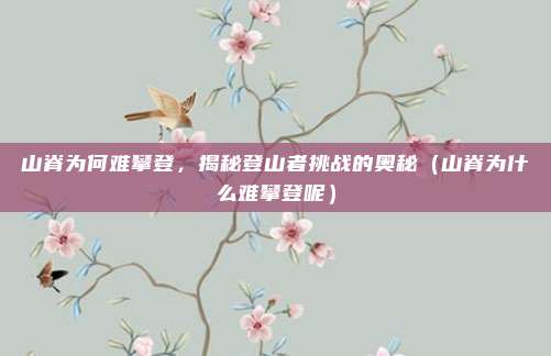 山脊为何难攀登,揭秘登山者挑战的奥秘(山脊为什么难攀登呢)