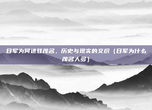 日军为何进驻茂名,历史与现实的交织(日军为什么茂名人多)