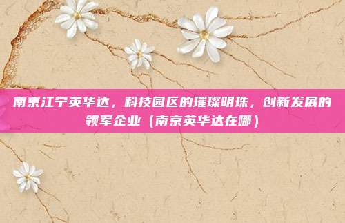 南京江宁英华达,科技园区的璀璨明珠,创新发展的领军企业(南京英华达在哪)